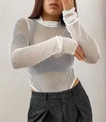 Kylie Jenner Mesh fishnet Edgy girl turtleneck Bodysuit