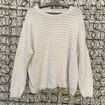 Vintage 90s Cherokee cream cotton open knit BoHo coastal cowgirl sweater