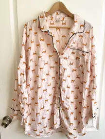 J.Crew Leopard Print Pajama Shirt Dress Size XXL 100% cotton