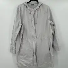 J Jill Tan Full Zip Snap Hooded Utility‎ Jacket Pockets Size Large