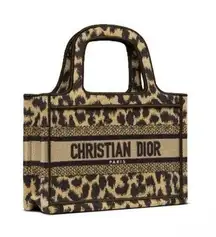 Dior Mini Book Tote Beige Multicolor Mizza Embrodiery