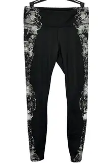 Alo Womens Full Length Leggings Black Crystal Side Print Geode Athletic Size S