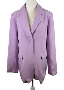 Pink Lily Womens Lilac One Button Blazer Sz L | Pastel Clean Girl Office‎ Career