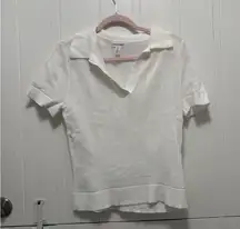 Calvin Klein White Mesh Collared Sweater