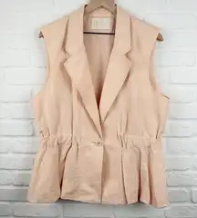 Ulla Johnson Beatriz Vest Petal Peach structured Linen Blend Peplum Size Large