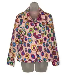 Redd Jeans Vibrant Sequin Pink Denim Jacket Large Circle Pattern 10