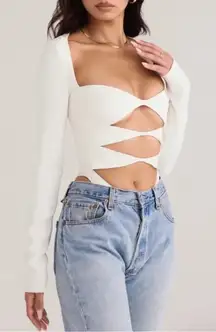 HOUSE‎ OF CB 'Danica' White Cutout Bodysuit NWOT size S