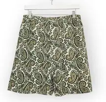Vintage High Waisted White Green Yellow Paisley Boxer Shorts M L