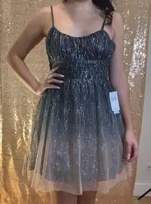 Teeze Me Juniors' Ombré Glitter Tulle Dress