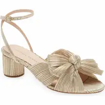 Loeffler Randall Dahlia Ankle Strap Knotted Sandal in Platinum Size 5