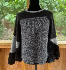 Anthropologie THML Black And Grey Mixed Media Sweater Size XS