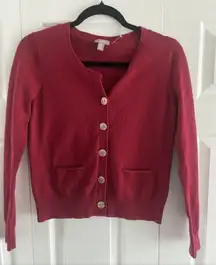 J. Jill Women's XS Petite‎ Red Cardigan Preppy Academia Schoolgirl Pockets Cardi