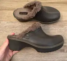 Crocs Cobbler Eva Faux Fur Clogs Brown 8