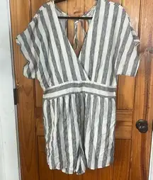 American Eagle Navy and White Striped Criss Cross  Wrap Romper XL v neck