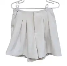 Promesa Pleated Trouser Shorts High Rise Elastic Waist Wide Leg White Medium