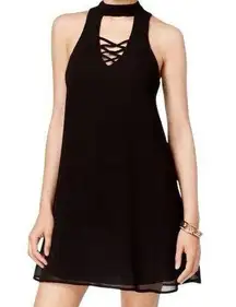 Speechless Women's Black Halter Mini Dress Criss Cross Detail Size XS