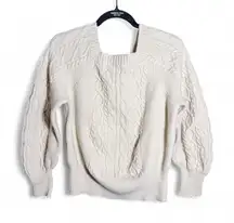 Oliver.o size large cream white cable knit square neck sweater