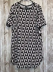 Women's Boohoo Monochrome Chiffon Woven Black & White Mini Shift Dress Size 12