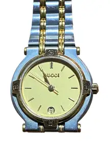 Vintage Gucci 9000L Watch Two-Tone Gold-Plated and Stainless Steel