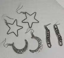 Stars & Moon & Chain Bundle Earring Set