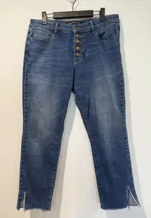 Prosperity Jeans Womens 32" Raw Hem & Slits Mid Rise Button Up Travel Casual