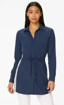 Duluth Trading Co Long Sleeve Button Down Tie Waist Nylon Top Size‎ M