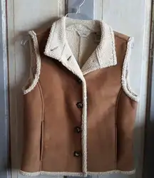 L.L Bean Faux Suede and Teddy Bear Lined Vest