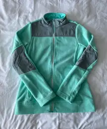 Light Turquoise And Grey Fleece Zip-Up Jacket