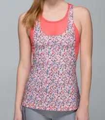 LULULEMON MESH WITH ME RED TANK FLORAL ATHLETIC TOP