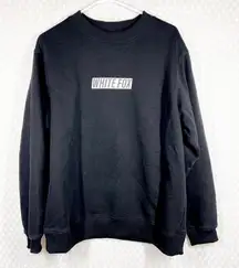 White Fox Black White Logo Graphic Print‎ Fleece Oversized Sweatshirt