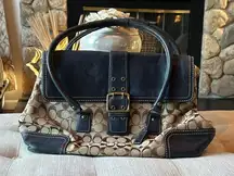 Coach Fall 2004 Special Edition Logo Navy Trimmed Shoulder Bag No C04U-5774