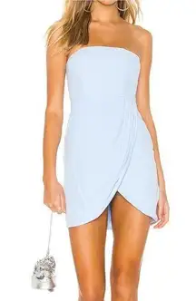 NWT Superdown Rosalyn Light Blue Strapless Tulip Hem Mini Dress Size Small