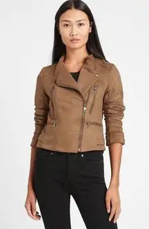 Banana Republic Vegan Suede Quilted Leather Moto Jacket