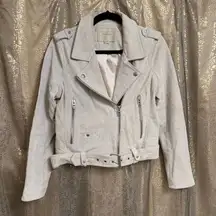 Blank NYC White Sand Suede Leather Moto Cropped Jacket Used Medium