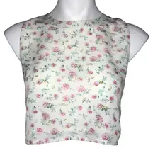 Cream Floral Crop Top  - Size Small