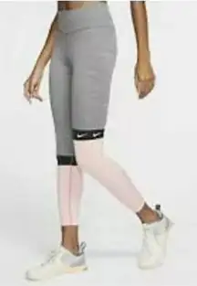 Nike The One Leggings Womens Small 7/8 Training Pull On Pink Gray Black Gym