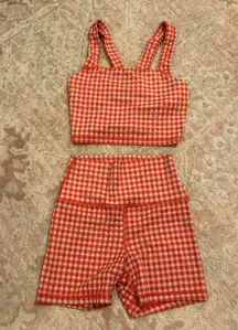 Red Gingham Workout Set