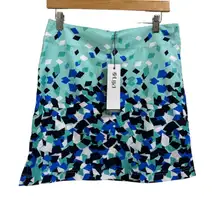 Lija Liberty multi print blue teal athletic mini skirt size 6 NEW‎