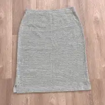 Green White Strips Texture Tweed Knit Pull On Skirt Size 14