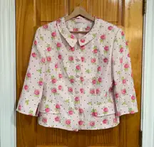 Escada Pink Floral Polka Dot Silk Cotton Jacket Blazer EU 42 US 10