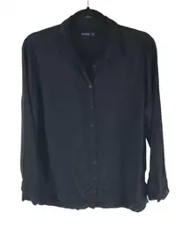 Cotton On Womens Button Down Blouse Top Black S