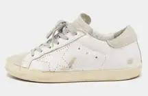 Golden Goose  White/Gray Leather Suede Superstar Lowtop Sneakers Sz 9 US