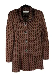 Willow Brown Black‎ Button Up Sweater Jacket Sz M