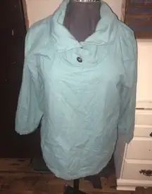 Soft Surroundings PS light blue /green cowl neck sweatshirt