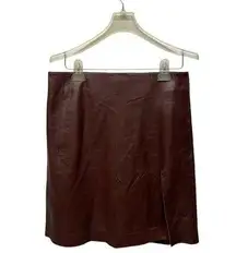 Vince DK Mahogany brown Mini leather A-line skirt size 8 NWT