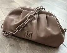 NWOT Badgley Mischka Wrapped Frame Taupe‎ Brown Clutch Chain Shoulder Bag