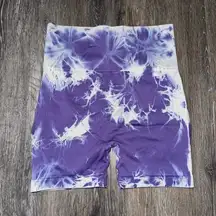 Purple & White Die-Dye Scrunch Butt Athletic Shorts - Size XS