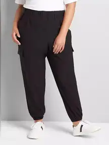 Lane Bryant  On The Go Cargo Jogger Pant Black Nylon Pants - Women's Size 28