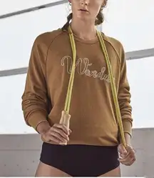 Free People Camel Distressed Wonder Sweatshirt Sz S