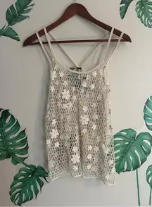 Flowered Net Tank Top